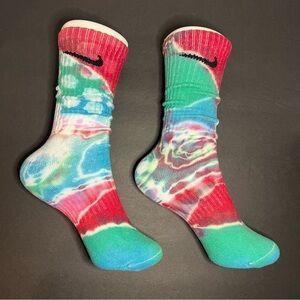 Custom handmade “Hexa RGB” Tie-Dye Nike Crew Socks